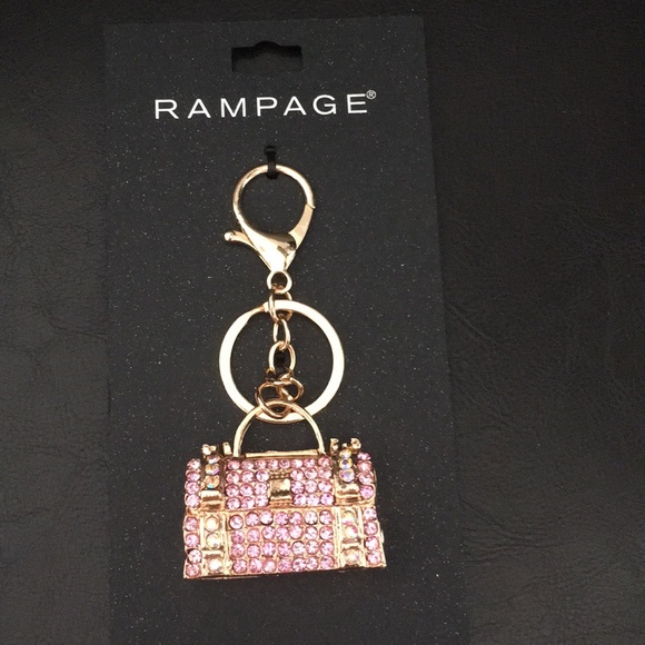 Rampage | Accessories | Pink Crystal Handbag Key Fob Bag Charm Bling ...